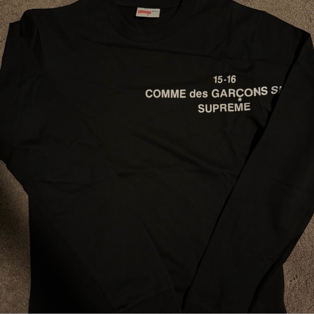 Supreme x COMME des GARÇONS Black Logo Long Sleeve Tee